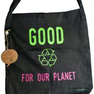 Sac shopping 100% recyclé noir Good For Our Planet2