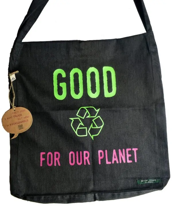 Sac shopping 100% recyclé noir Good For Our Planet2